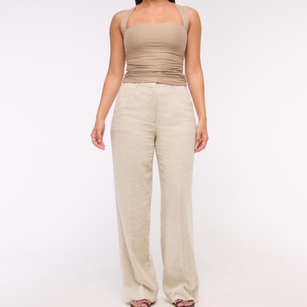 NWT Abercrombie and Fitch Curve Love Wide-Leg Linen Pants
